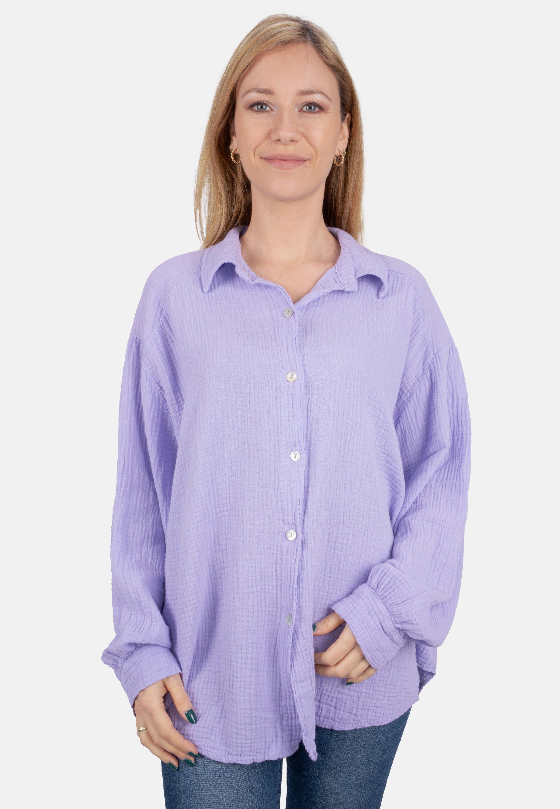 Seasons of April Hemdbluse Oversized Musselinbluse günstig online kaufen