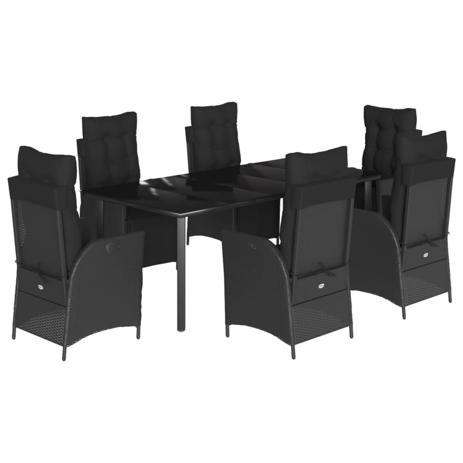 vidaXL 7-Tlg Garten-Essgruppe mit Kissen Schwarz Poly Rattan 3213404 günstig online kaufen