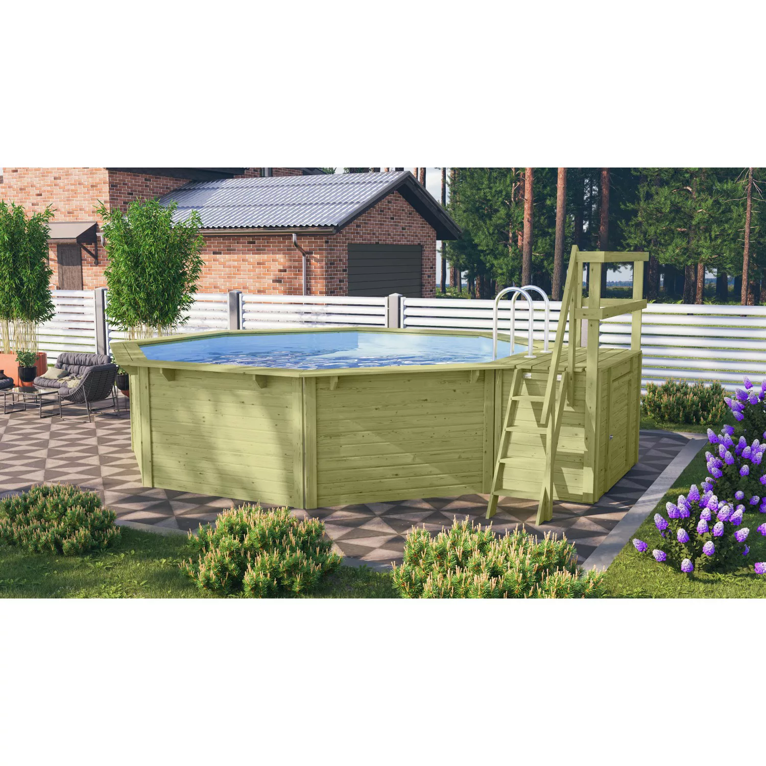 Karibu Achteckpool "Modell 2X", (Set), BxLxH: 550x469,5x121,1cm, mit Sonnen günstig online kaufen