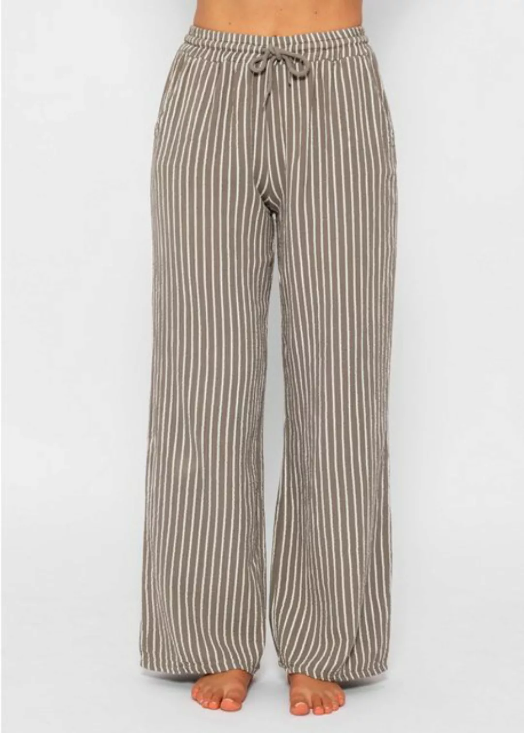 SASSYCLASSY Shorts Lässige Musselin Hose mit Streifen 100 % Baumwolle, atmu günstig online kaufen