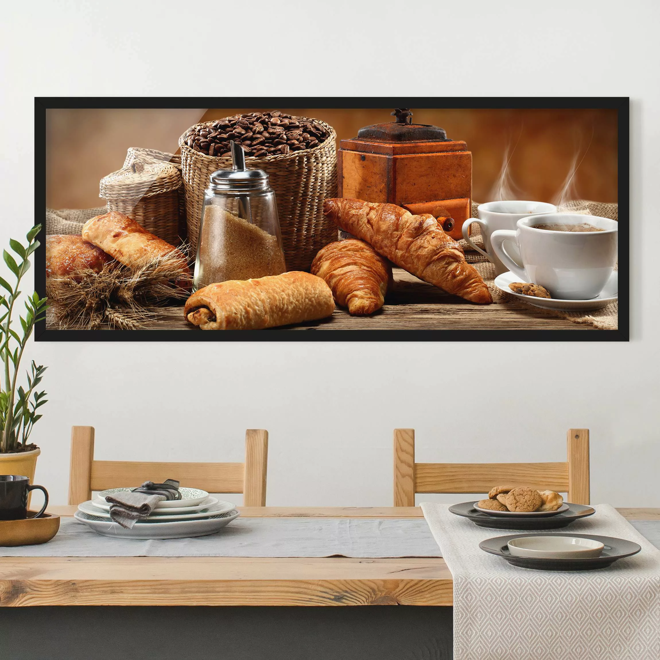 Bild mit Rahmen Küche - Panorama Frühstückstisch günstig online kaufen