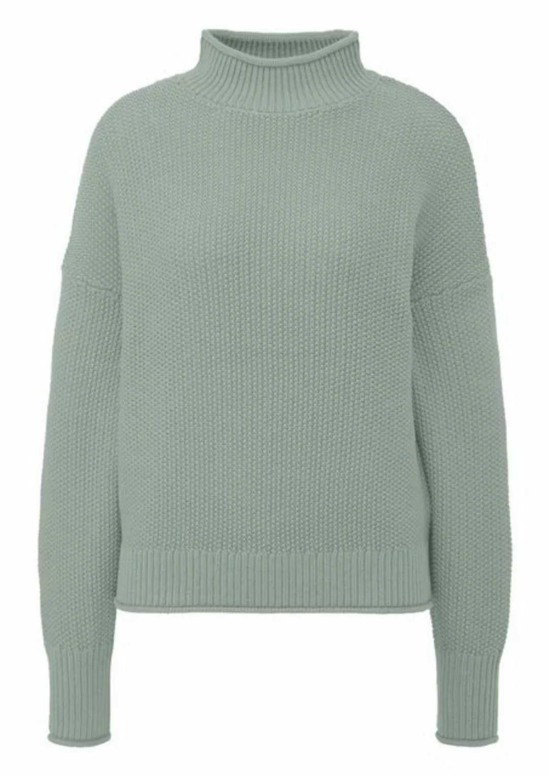 QS Stehkragenpullover Basic (1-tlg) mit Stehkragen und überschnittenen Schu günstig online kaufen