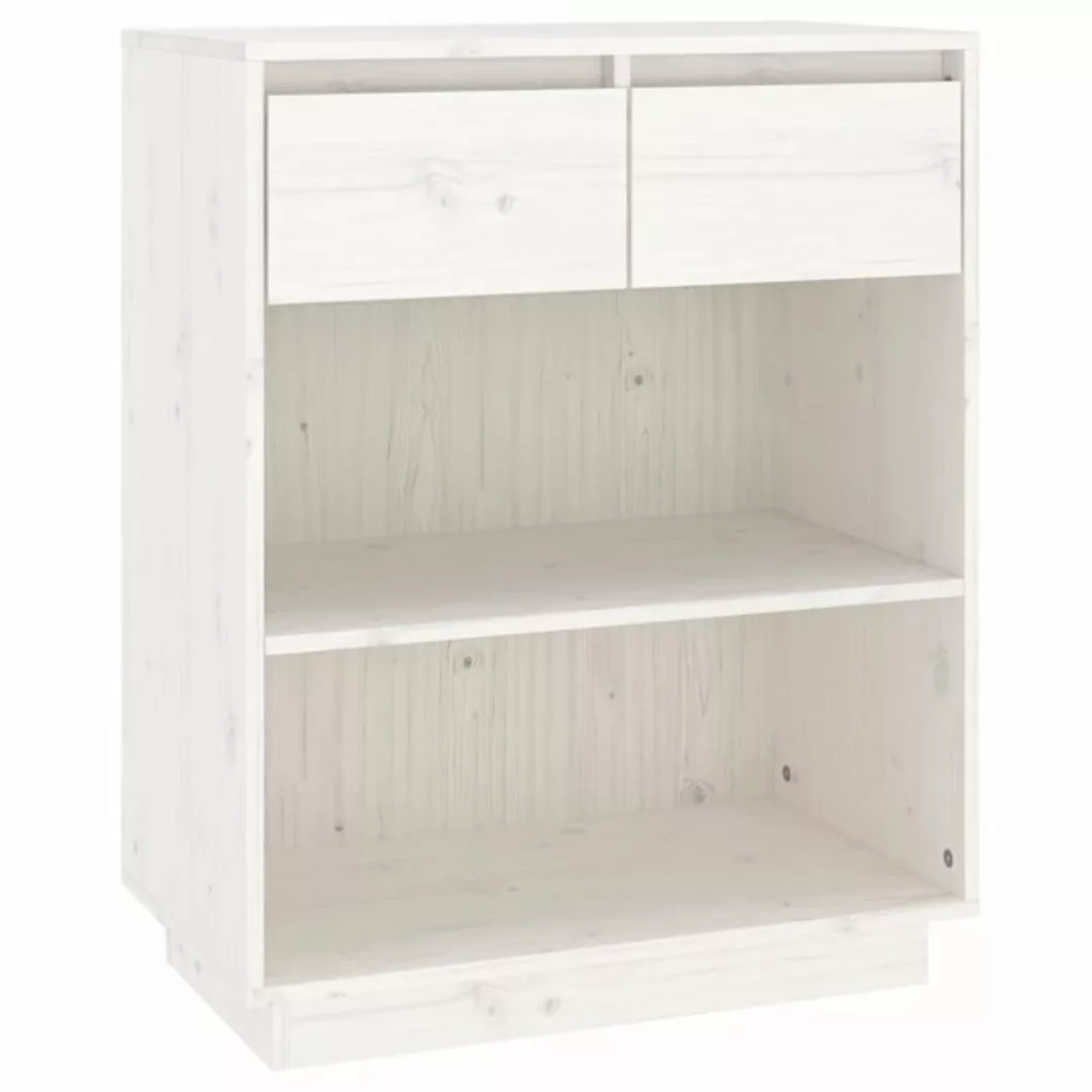 vidaXL Beistellschrank Beistellschrank Weiß 60x34x75 cm Massivholz Kiefer ( günstig online kaufen