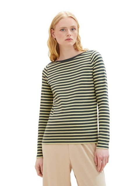 TOM TAILOR T-Shirt Gestreiftes Langarm Shirt Basic Pullover 6287 in Grün günstig online kaufen