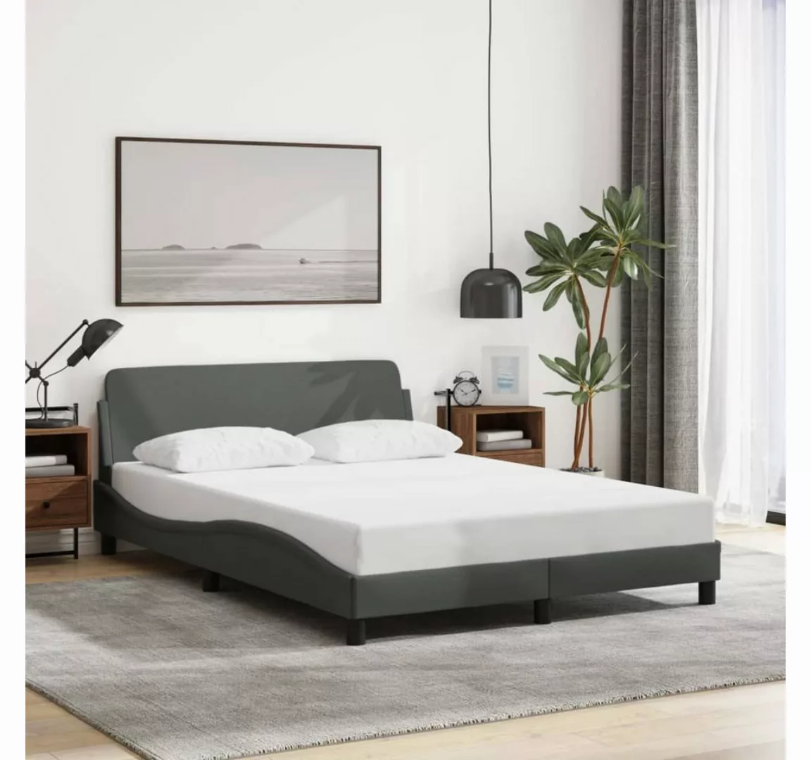 vidaXL Bett Bettgestell ohne Matratze Dunkelgrau 120x200 cm Stoff günstig online kaufen