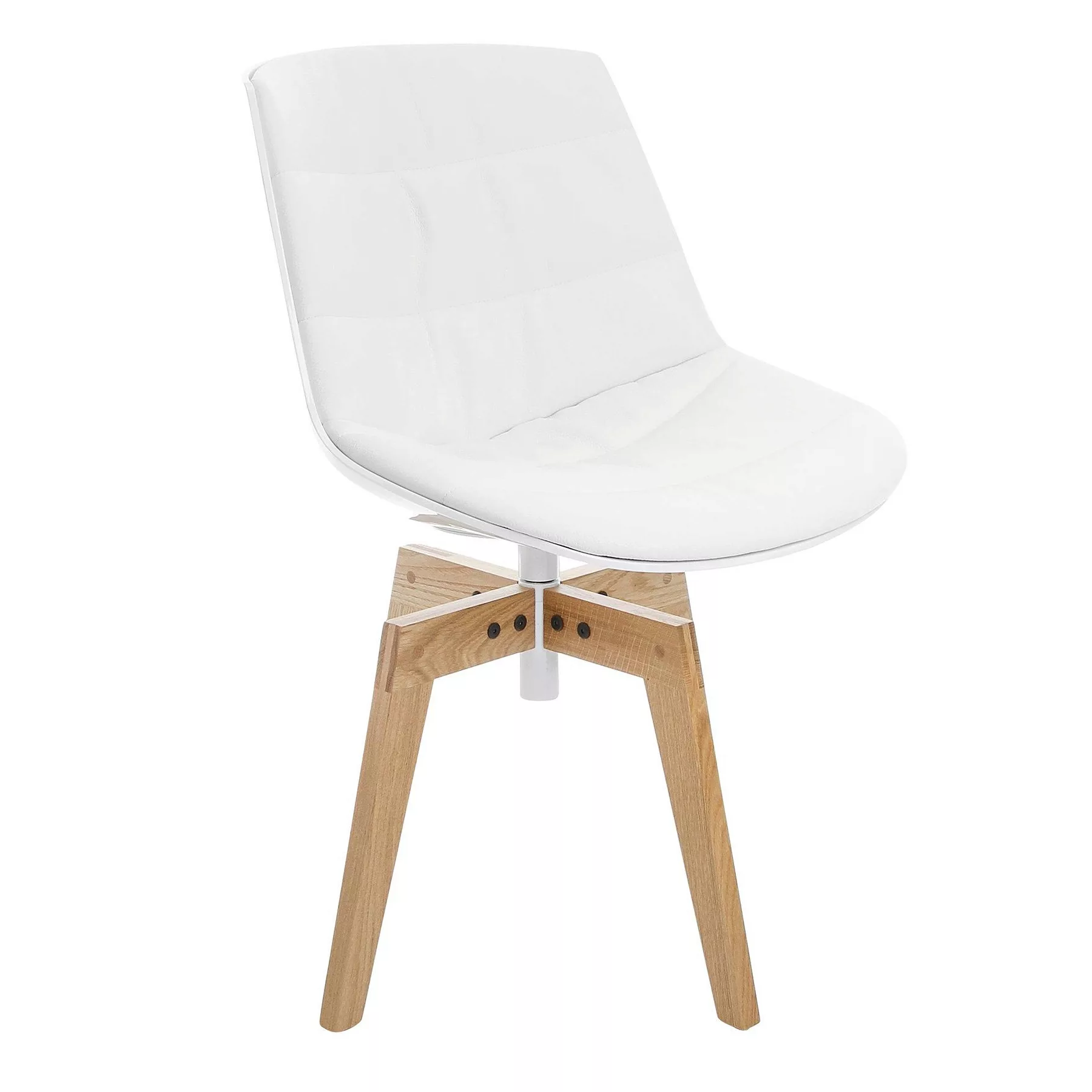 MDF Italia - Flow Stuhl gepolstert Gestell Eiche - weiß/Leder weiß R804/Sit günstig online kaufen