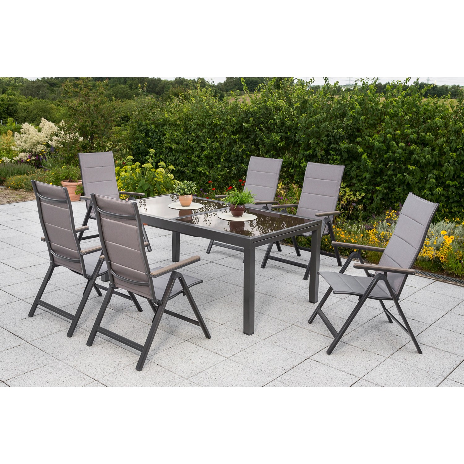 Merxx Trivero Set 7-tlg. 6 Klappsessel Gartentisch Ausziehbar 140 (200) x 9 günstig online kaufen