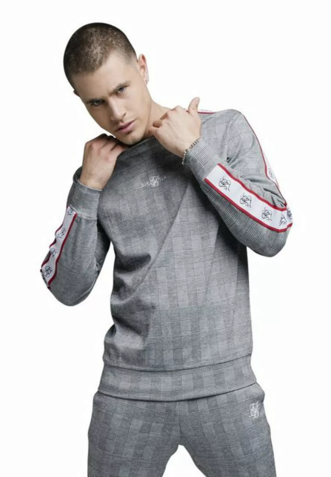 Siksilk Sweater SikSilk Herren Crewneck DELUXE DOGTOOTH CREW SWEATER SS-183 günstig online kaufen