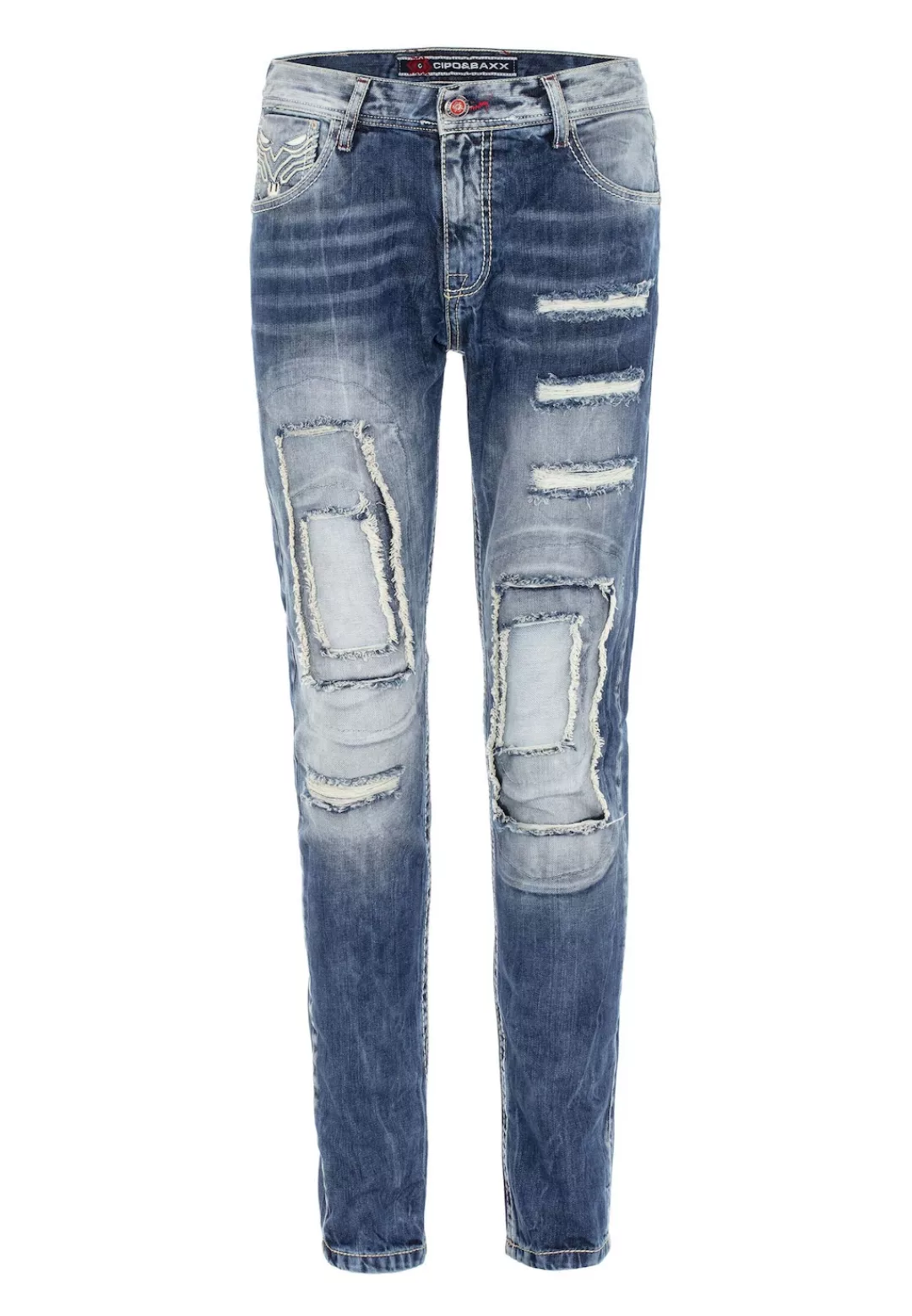 Cipo & Baxx Regular-fit-Jeans "DENIM", bequeme Jeans im ausgefallenen Lagen günstig online kaufen