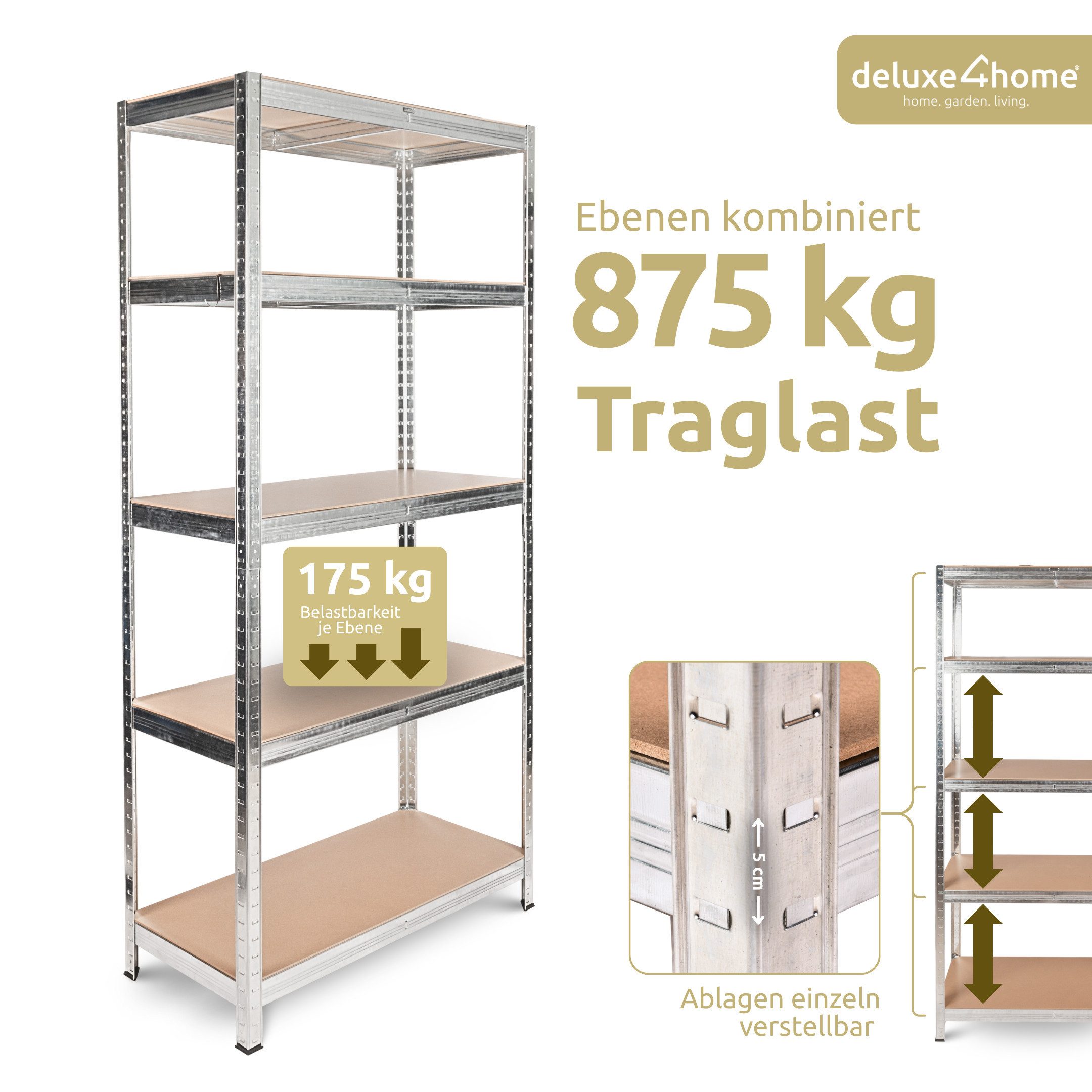 deluxe4home Schwerlastregal 2er Set Kellerregal verzinkt günstig online kaufen