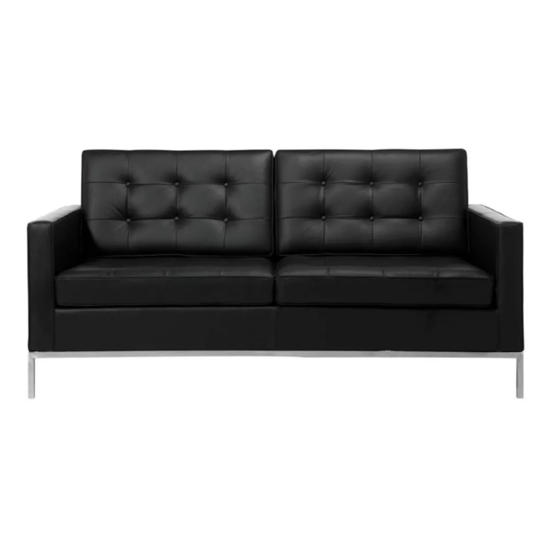 Knoll International - Florence Knoll 2-Sitzer Sofa - Leder schwarz/Gestell günstig online kaufen