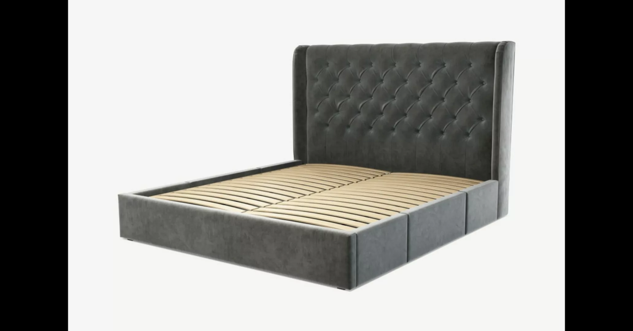 Romare Polsterbett mit Schubladen (180 x 200 cm), Samt in Stahlgrau - MADE. günstig online kaufen