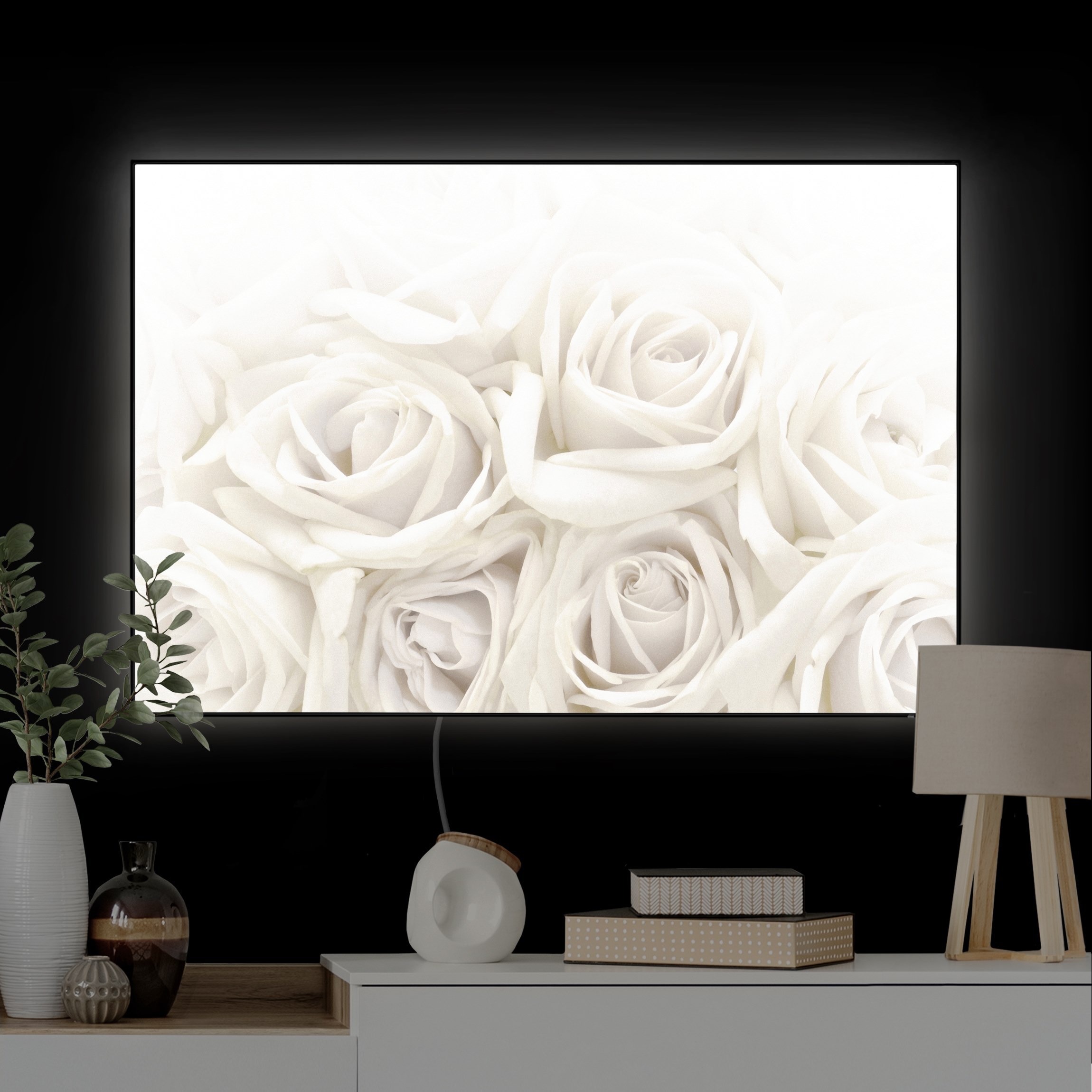 LED-Wechselbild Weiße Rosen günstig online kaufen