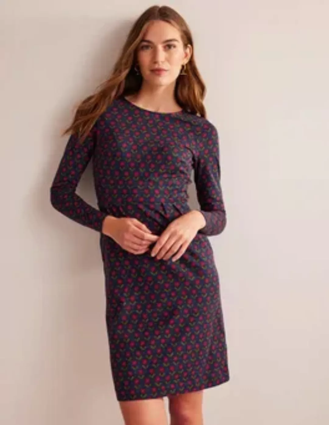 Penelope Jersey-Kleid Damen Boden, Marineblau, Gänseblümchenblätter günstig online kaufen