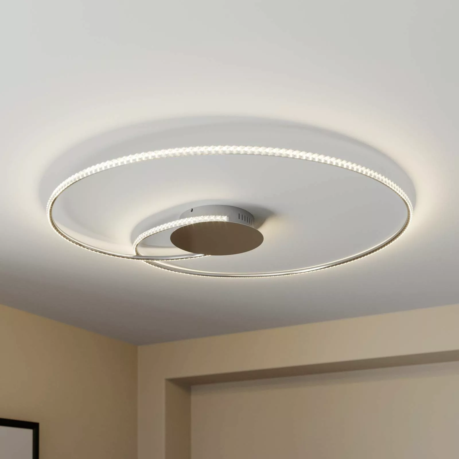 Lindby LED-Deckenleuchte Joline, Kristalle, 90 cm, Metall günstig online kaufen