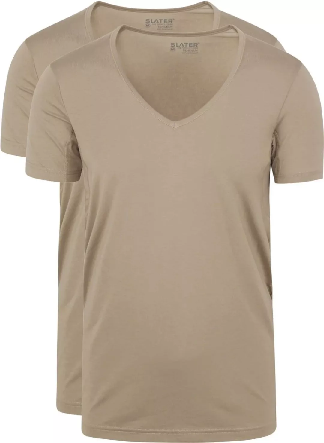 Slater 2er-Pack T-shirt V-Ausschnitt Khaki - Größe XL günstig online kaufen