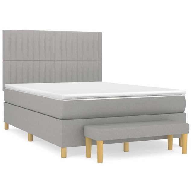 vidaXL Bettgestell Boxspringbett mit Matratze Hellgrau 140x200 cm Stoff Bet günstig online kaufen