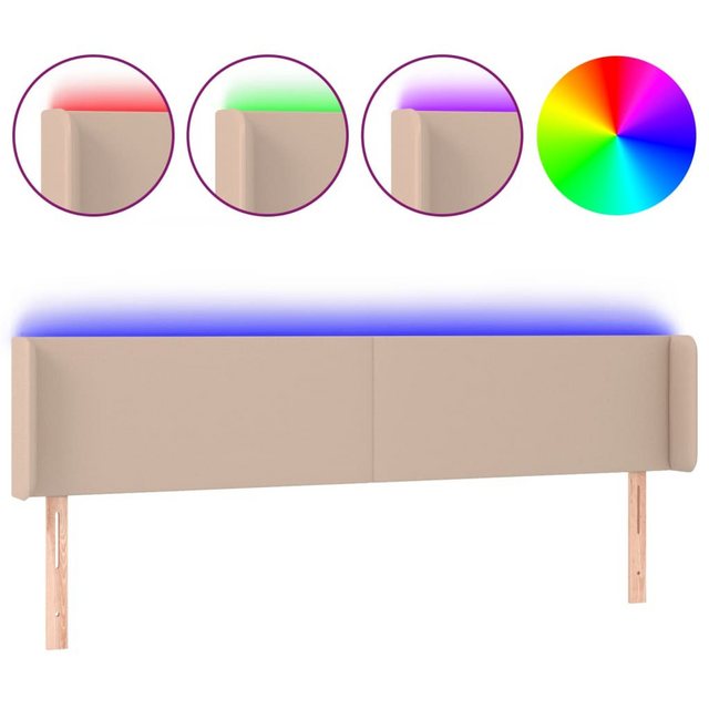 vidaXL Bett, LED Kopfteil Cappuccino-Braun 203x16x78/88 cm Kunstleder günstig online kaufen