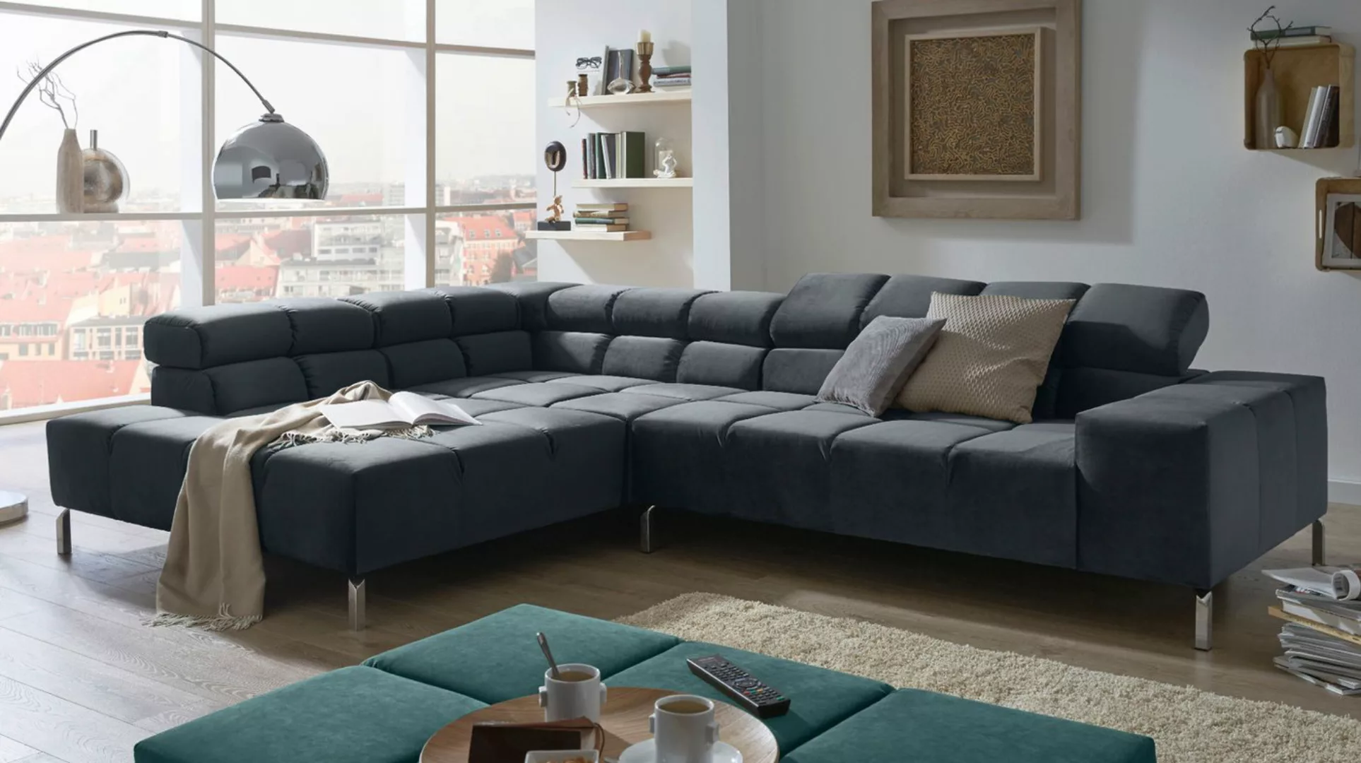 KAWOLA Ecksofa NELSON, Sofa Velvet versch. Ausführungen und versch. Farben günstig online kaufen