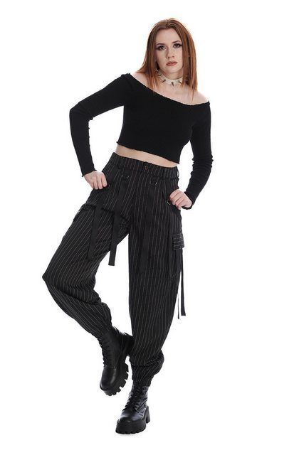 Banned Stoffhose Everlee Pinstripe Punk Gothic Nadelstreifen Baggy günstig online kaufen