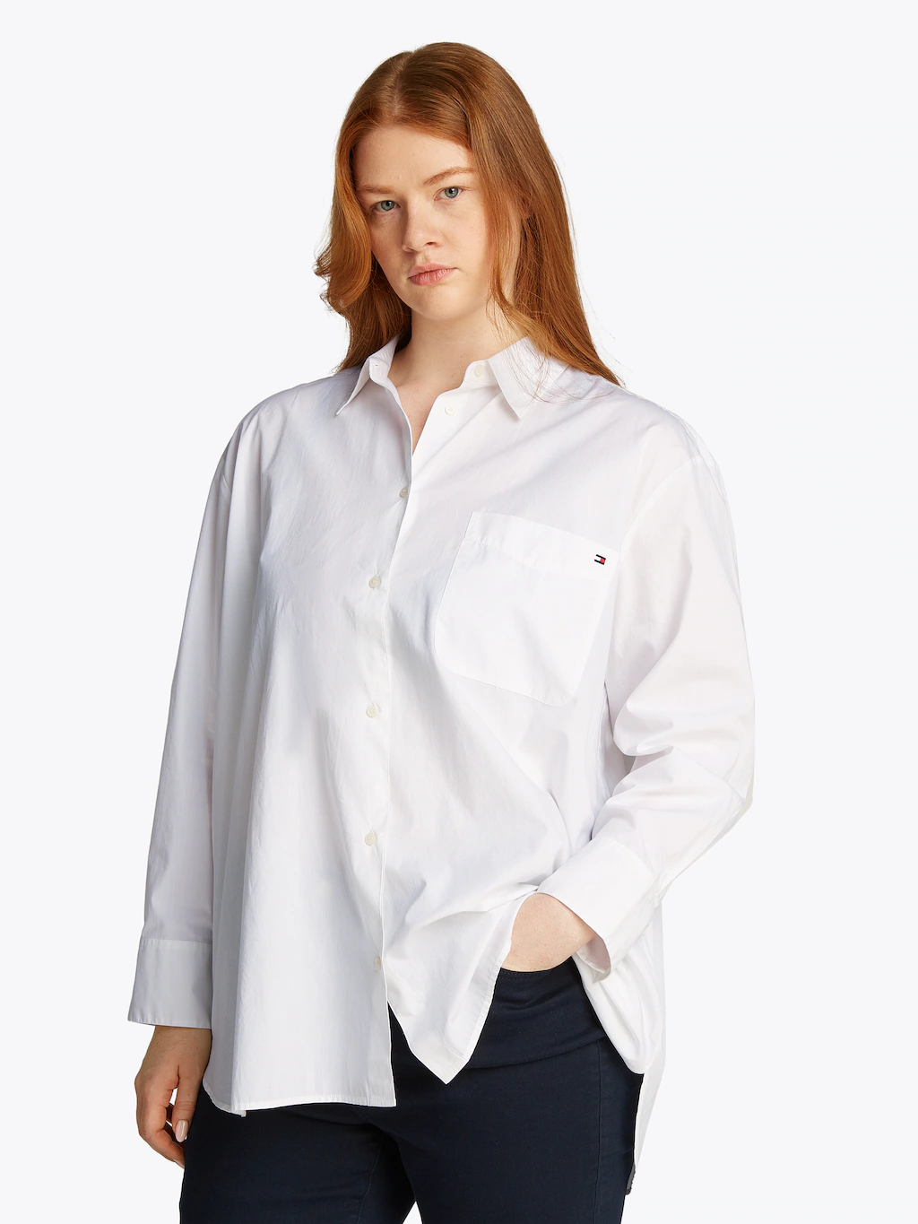 Tommy Hilfiger Curve Hemdbluse "CRV ESS COTTON EASY FIT SHIRT", in Großen G günstig online kaufen