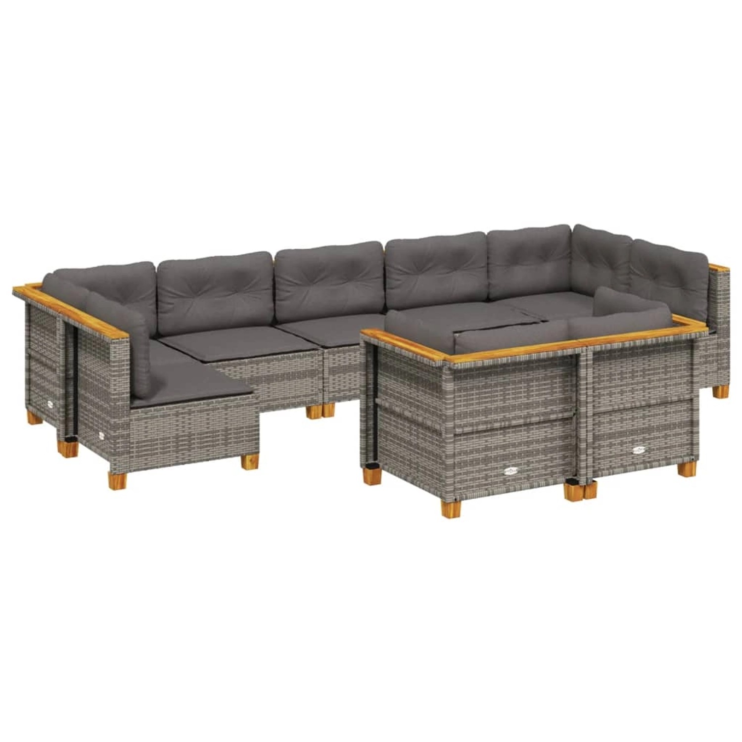 vidaXL 9-Tlg Garten-Sofagarnitur mit Kissen Grau Poly Rattan 3261990 günstig online kaufen