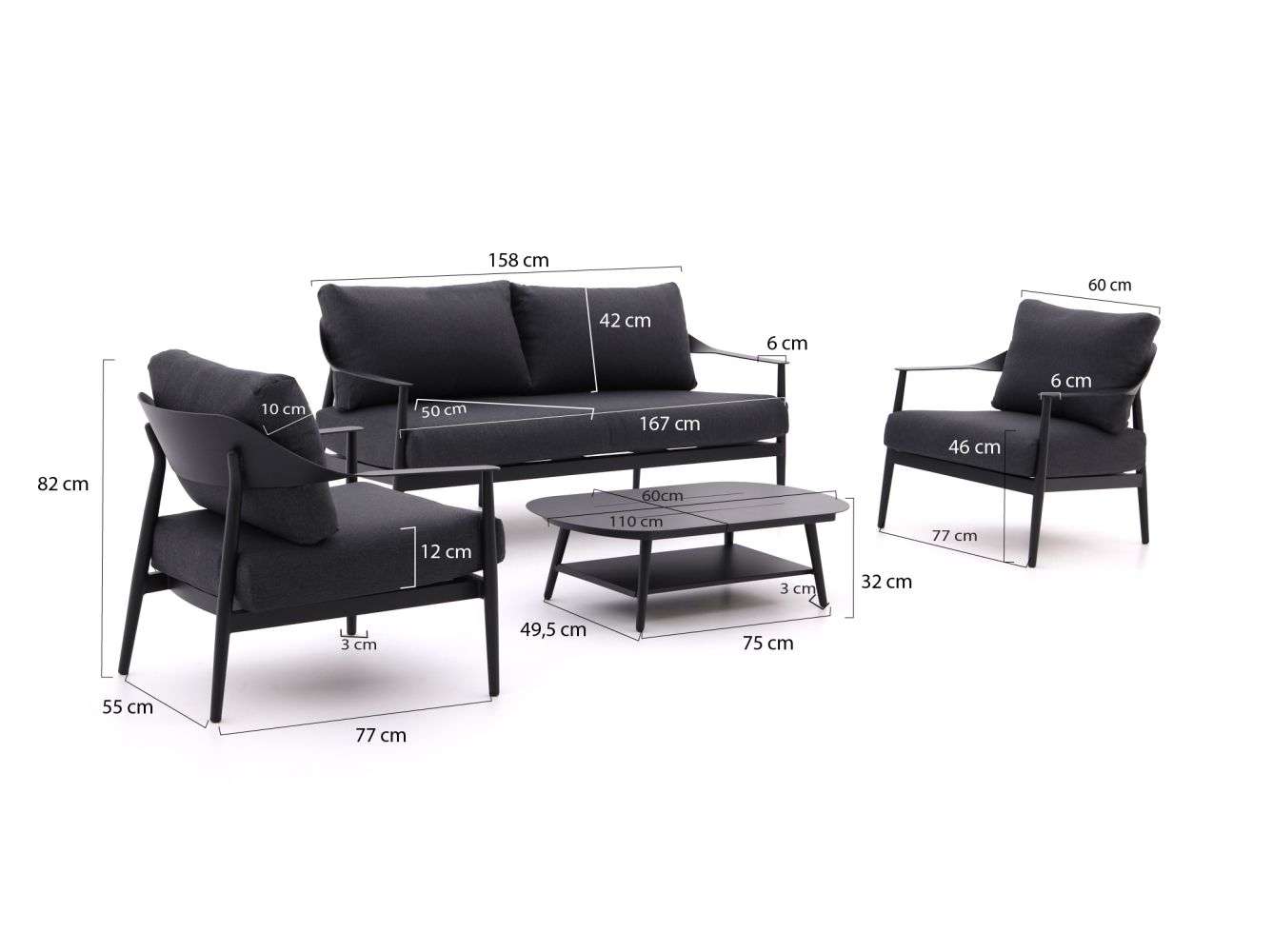 Bellagio Valli Sessel-Sofa Lounge-Set 4-teilig günstig online kaufen