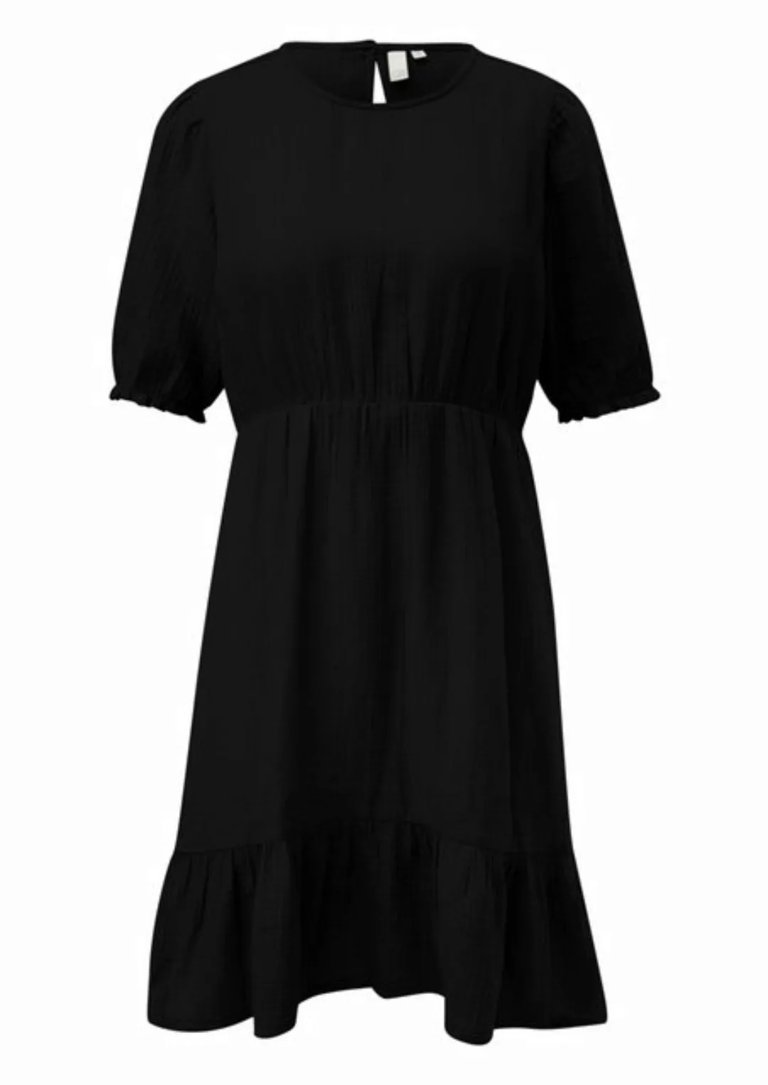 QS Minikleid Kurzes Baumwoll-Kleid mit Raffungen und elastischen Bündchen günstig online kaufen