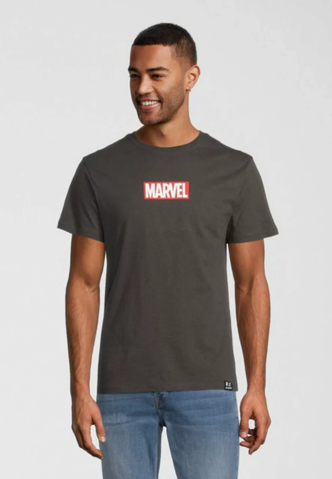 Recovered T-Shirt Marvel Classic Logo Black GOTS zertifizierte Bio-Baumwoll günstig online kaufen