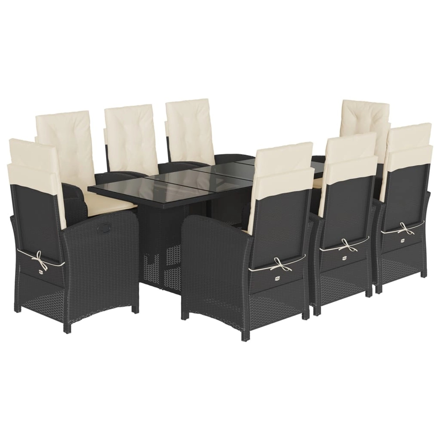 vidaXL 9-Tlg Garten-Essgruppe mit Kissen Schwarz Poly Rattan 3212250 günstig online kaufen