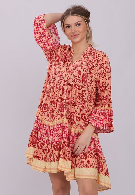 YC Fashion & Style Tunikakleid Boho-Chic Paisley Viskosekleid mit Volant-De günstig online kaufen