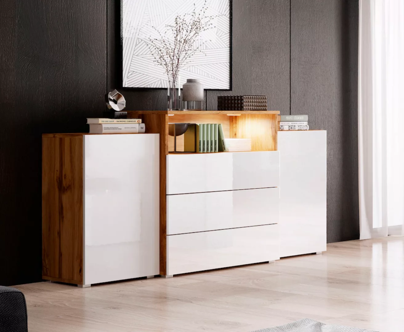 INOSIGN Sideboard "URBAN III", Moderne Kommode mit 3 Schubladen und 4 Fäche günstig online kaufen