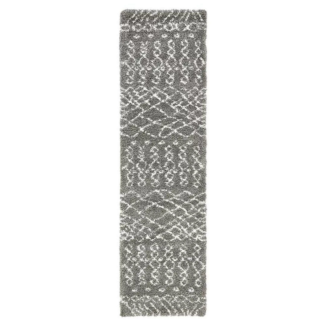 Hochflor Teppich mit Muster in Grau und Cremefarben Skandi Design günstig online kaufen