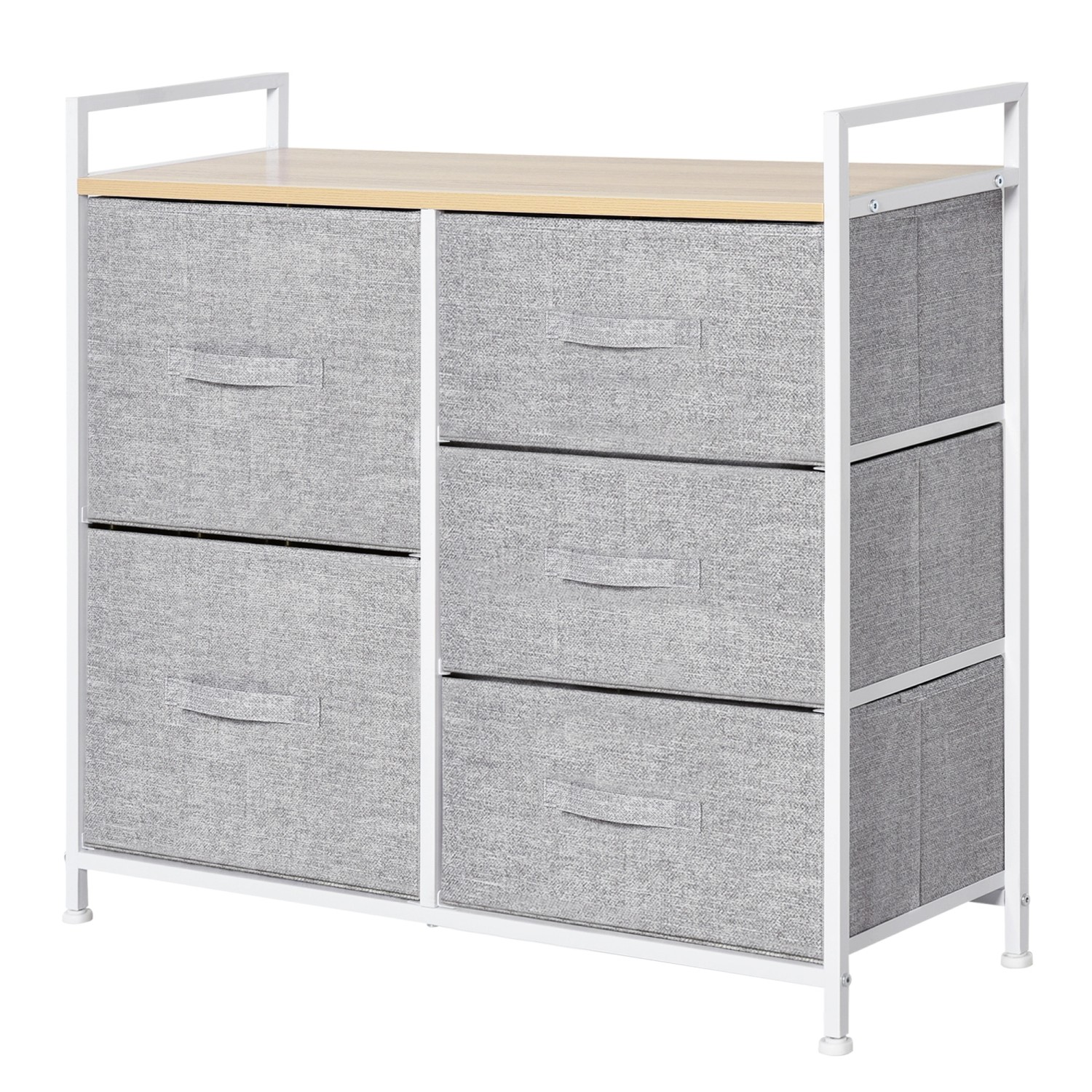 HOMCOM Schubladenschrank mit 5 Stoffschubladen Stoff Holz Grau 83 x 29 x 77 günstig online kaufen