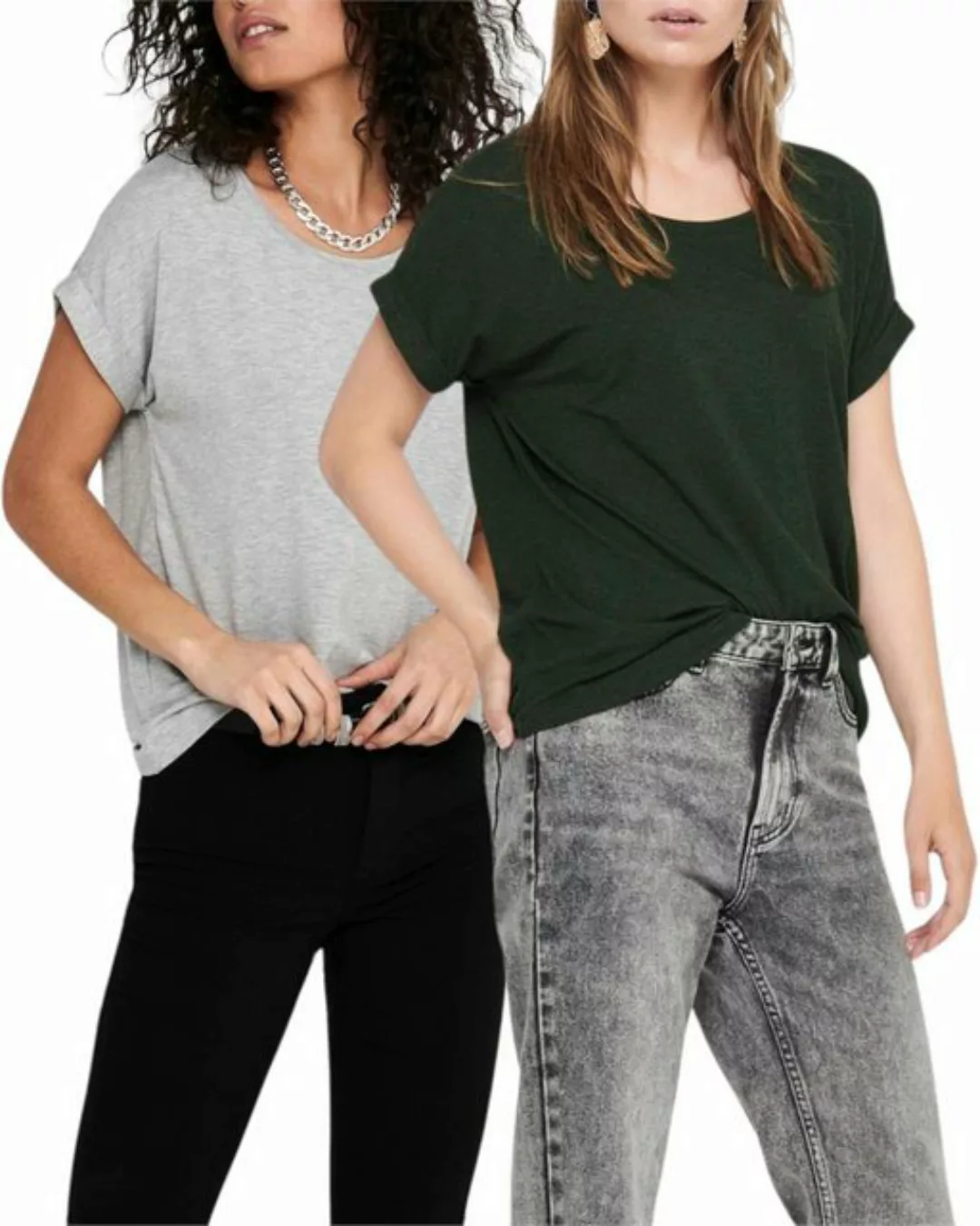 ONLY T-Shirt Stilvolles Basic Shirt mit Rundhalsausschnitt (2er-Pack) unifa günstig online kaufen