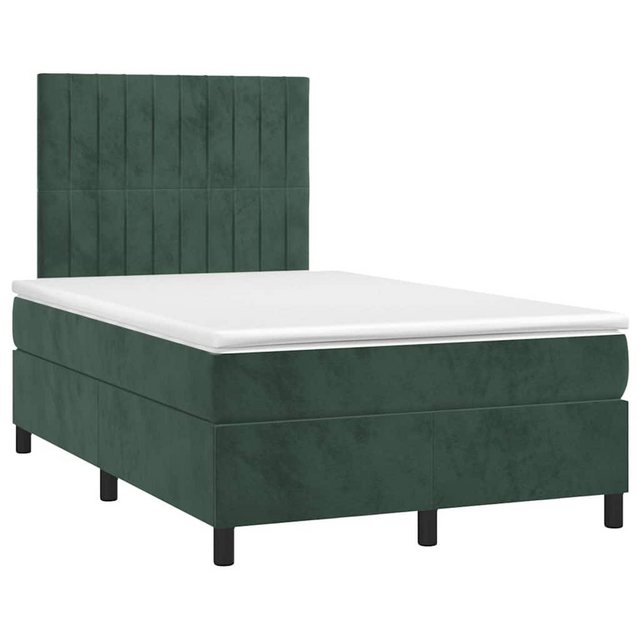 vidaXL Bett Boxspringbett mit Matratze & LED Dunkelgrün 120x190 cm Samt günstig online kaufen