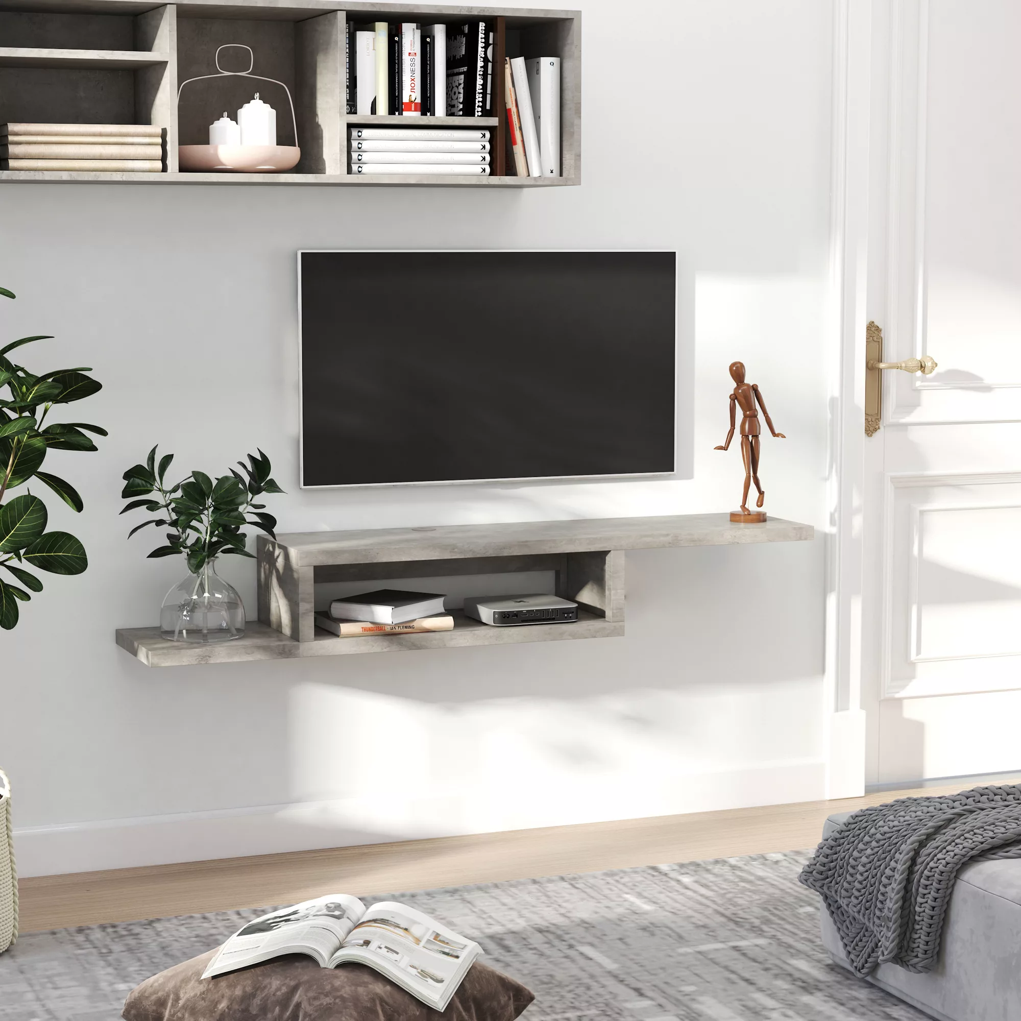 HOMCOM TV Lowboard Hängeboard Multimedia Wandregal TV Rack Konsole aus Span günstig online kaufen