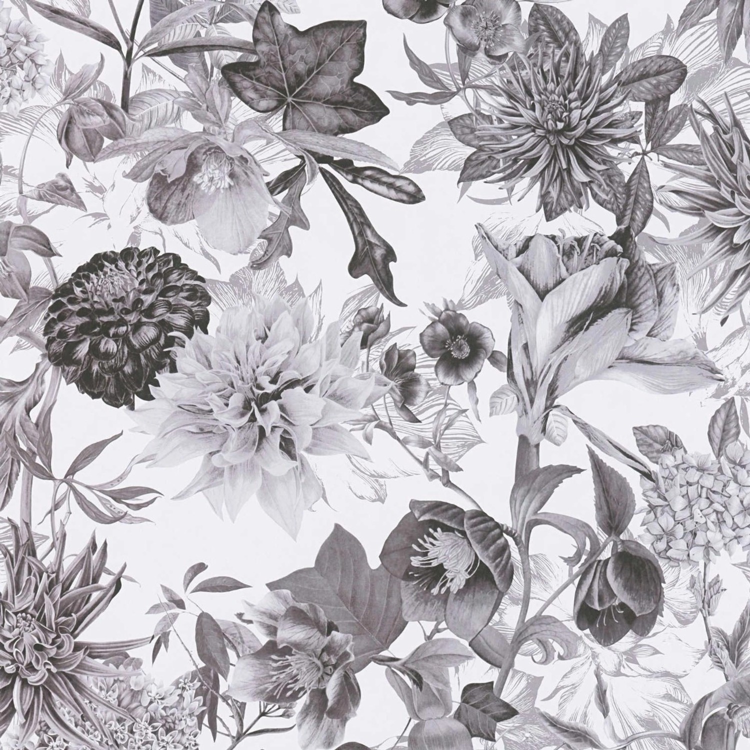 Bricoflor Blumentapete Schwarz Weiß Moderne Tapete Mit Großen Blumen Vliest günstig online kaufen