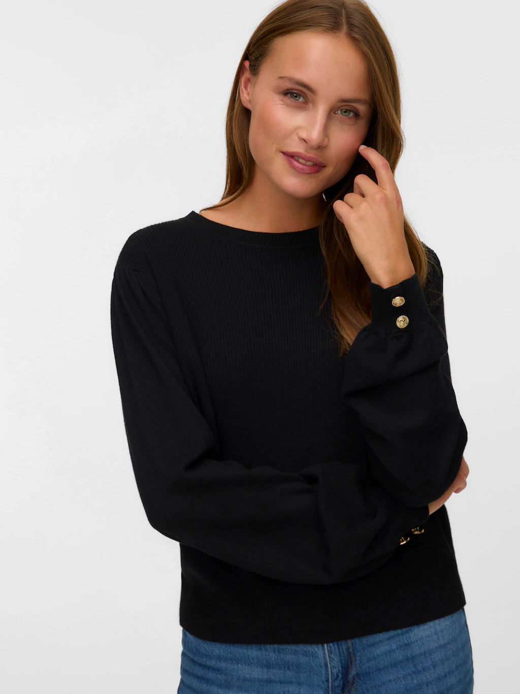 Vero Moda Strickpullover "VMHOLLYKARIS LS O-NECK PULLOVER BOO" günstig online kaufen