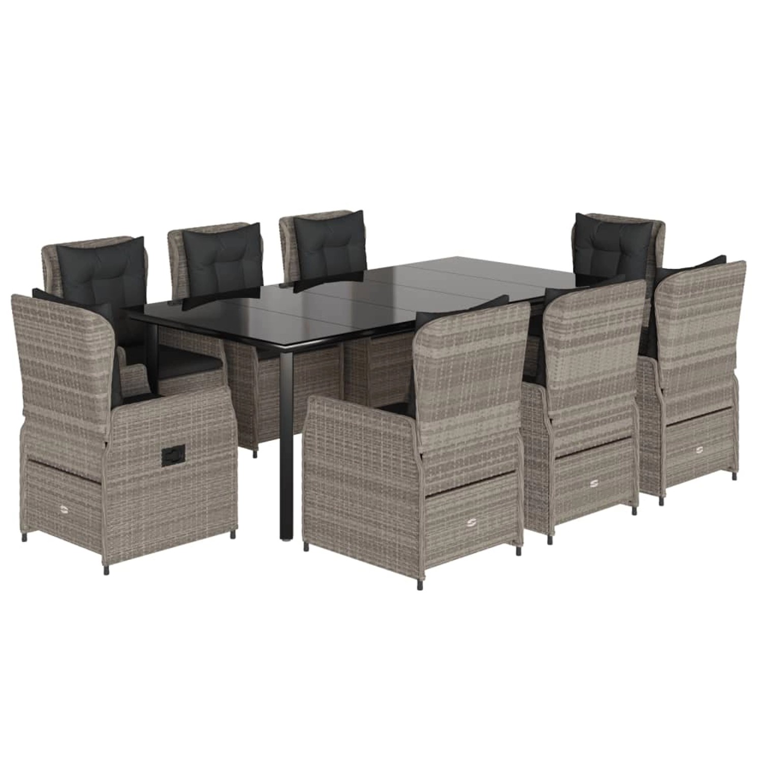 vidaXL 9-Tlg Garten-Essgruppe mit Kissen Hellgrau Poly Rattan 3262909 günstig online kaufen