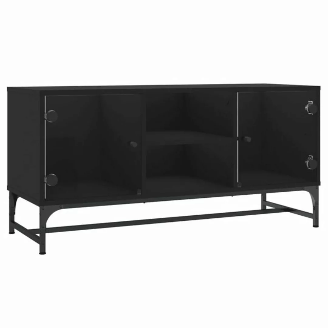 vidaXL TV-Schrank TV-Schrank mit Glastüren Schwarz 102x37x50 cm (1-St) günstig online kaufen