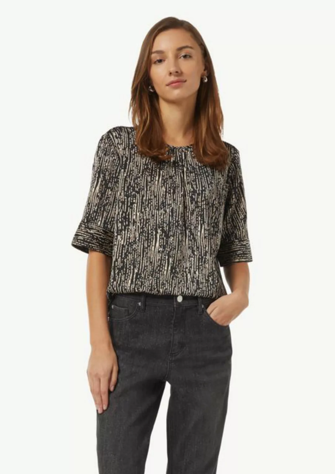 comma casual identity 3/4-Arm-Shirt Bluse mit All-over-Print aus Satin Raff günstig online kaufen