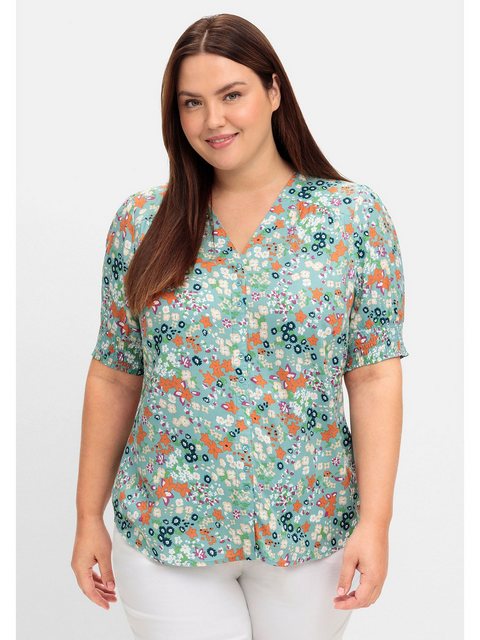 Sheego Druckbluse "Große Größen", mit V-Ausschnitt und Blumenprint günstig online kaufen