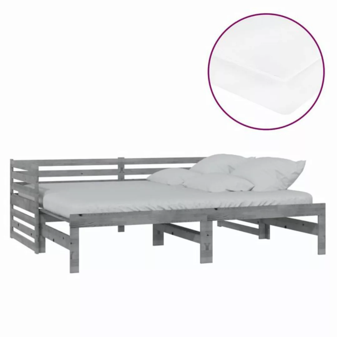 vidaXL Gästebett Ausziehbares Tagesbett Gästebett 2x90x200 cm Grau Massivho günstig online kaufen