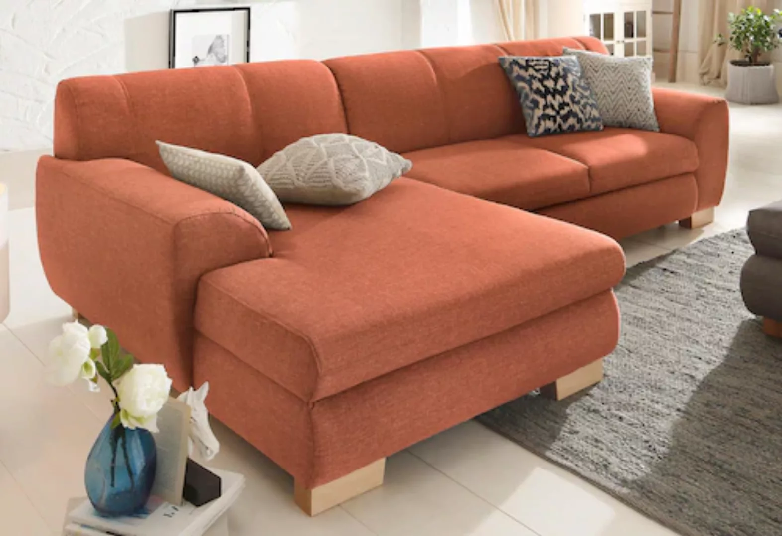 Home affaire Ecksofa Nika L-Form, Polsterecke, Struktur fein oder Melrose/S günstig online kaufen