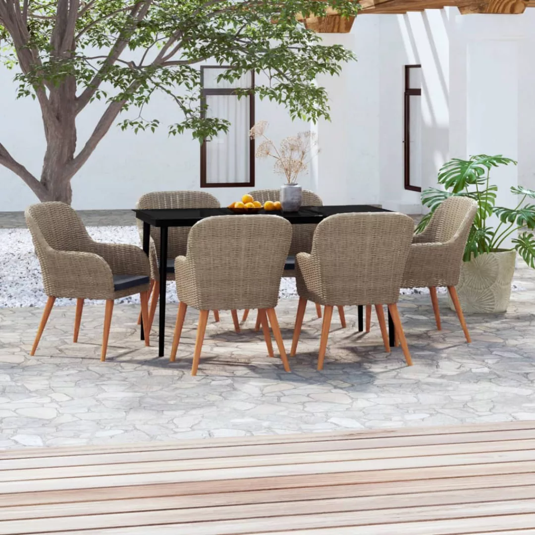 Vidaxl 7-tlg. Garten-essgruppe Mit Auflagen Braun günstig online kaufen