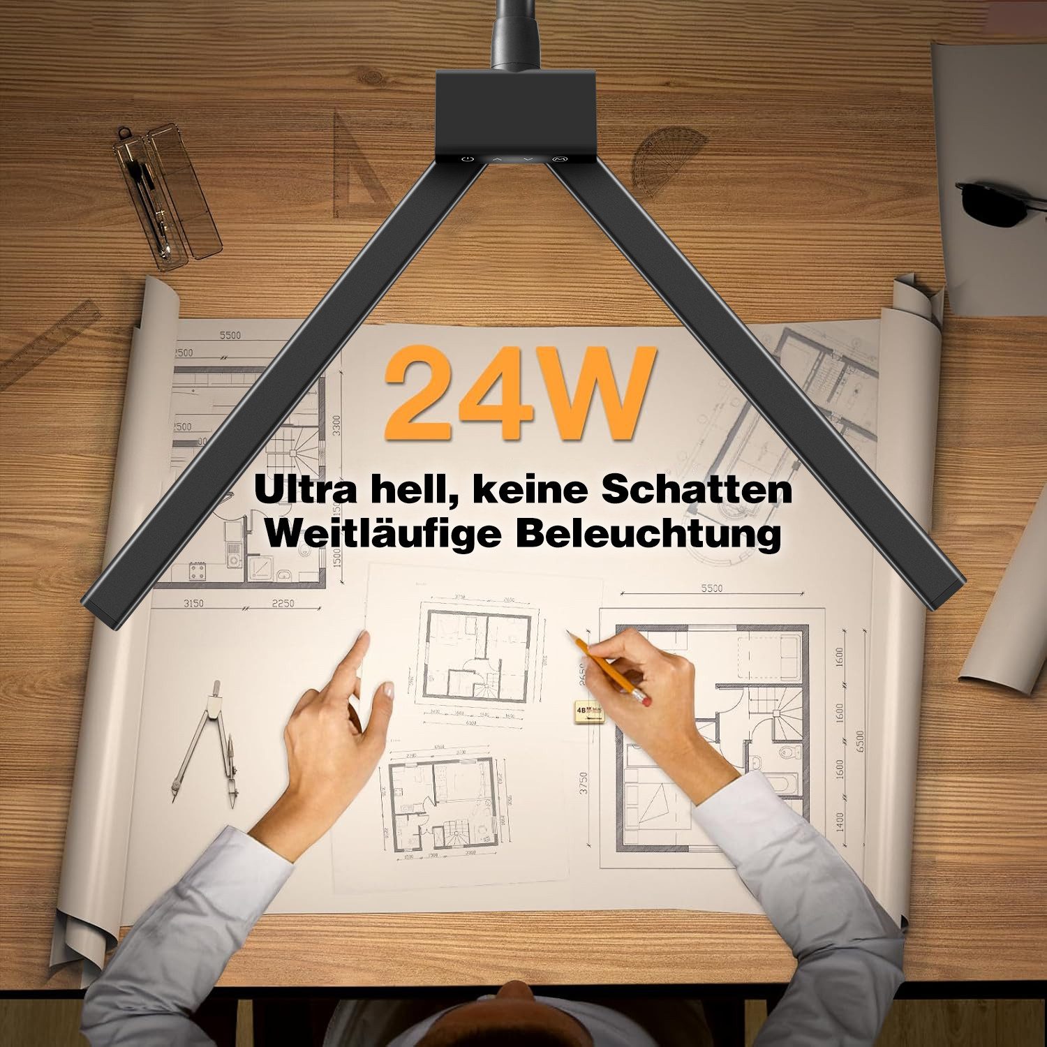 Elegear LED Schreibtischlampe 24W LED Doppelkopf günstig online kaufen