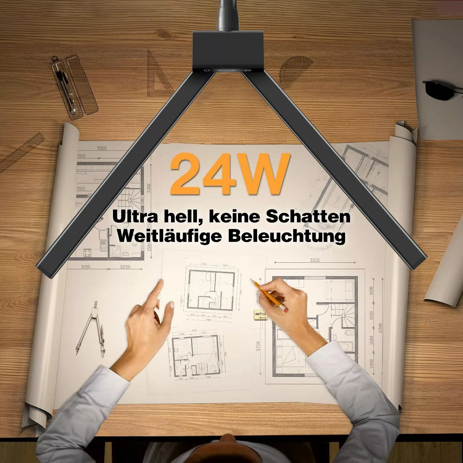 Elegear LED Schreibtischlampe 24W LED Doppelkopf günstig online kaufen