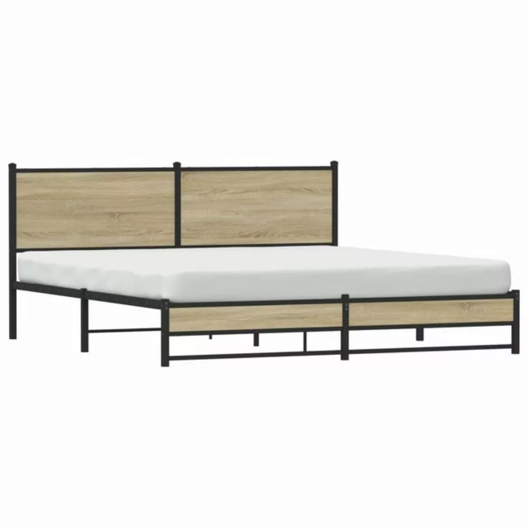 vidaXL Bett Metallbett ohne Matratze Sonoma-Eiche 180x200 cm günstig online kaufen