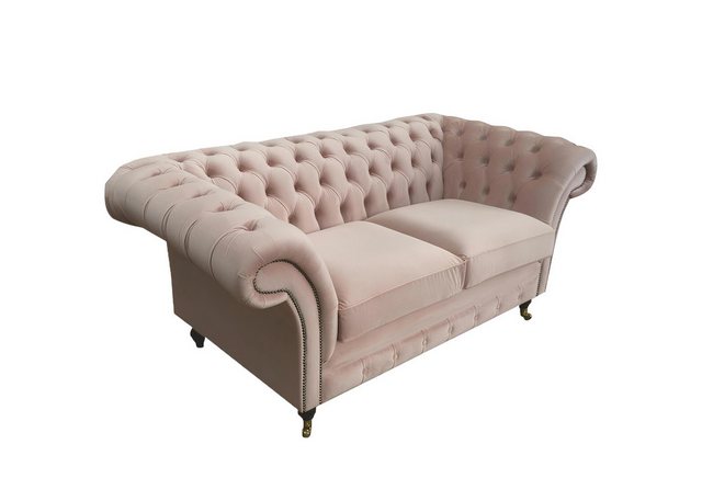 Xlmoebel 2-Sitzer Chesterfield Zweisitzer in hellem Rosa Stoff Textil Wohnz günstig online kaufen